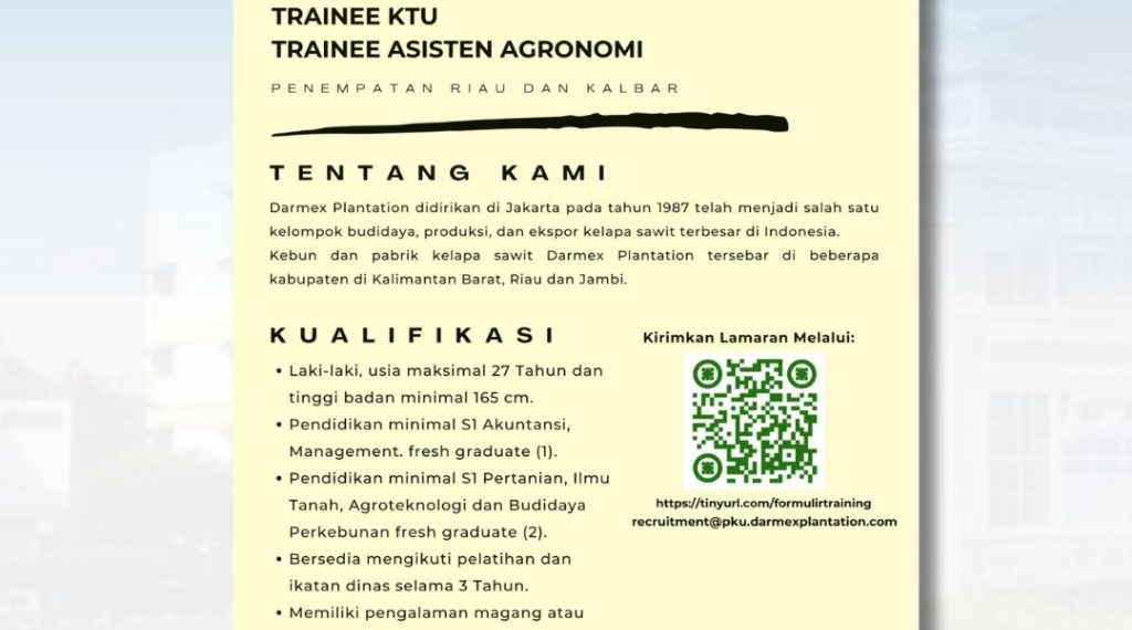 Loker di Darmex Plant – 4 Desember 2024