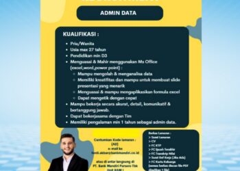 Loker di Bank Mandiri “Admin Data” 2025